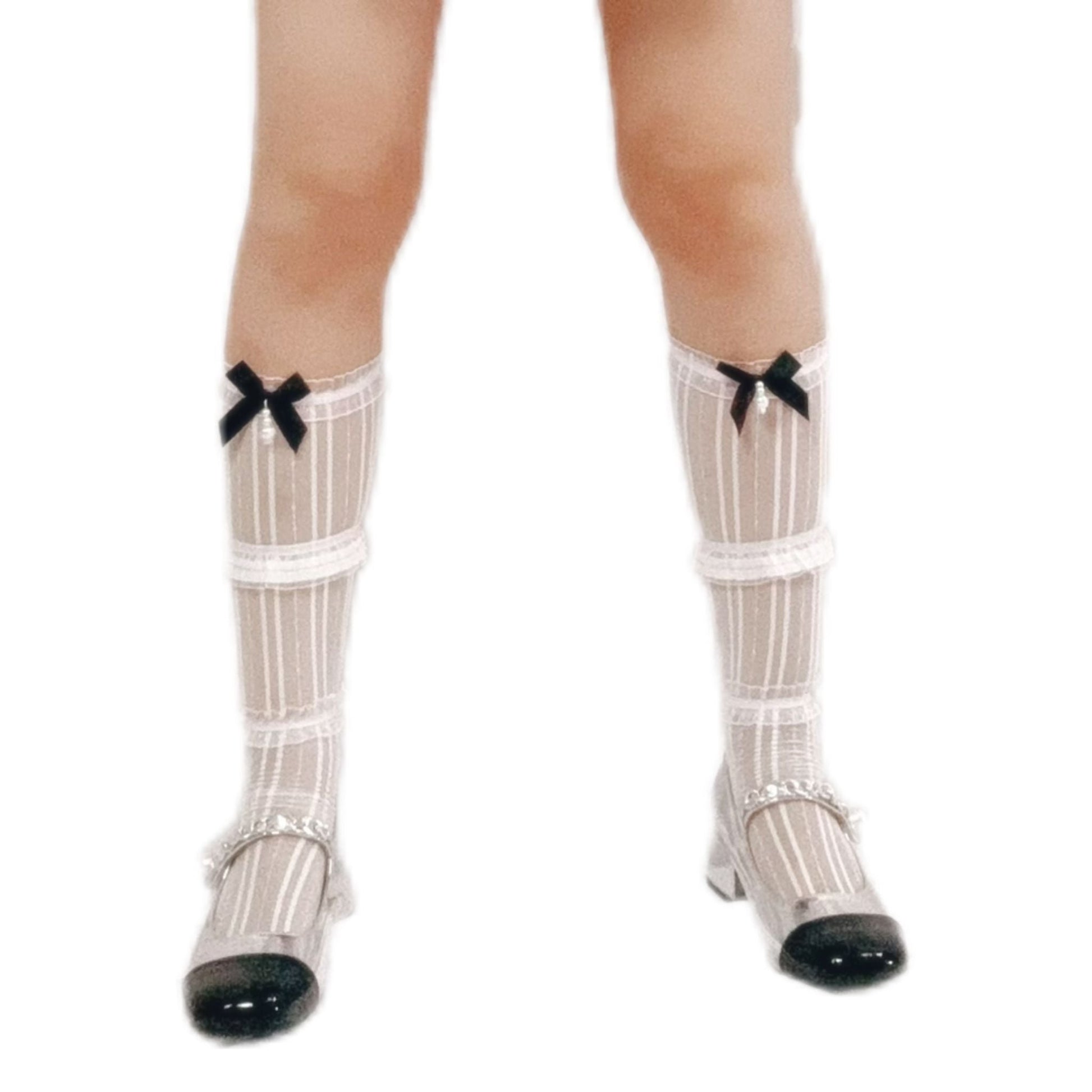 Baby Doll Pearl Ribbon Socks Long with romantic and elegant design