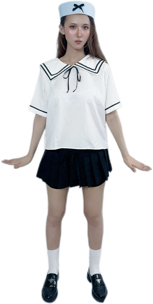 "Sailor Crescent Top with nautical design"