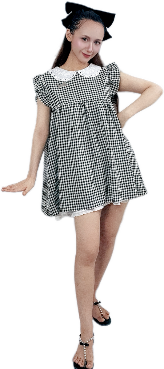 "Little Checkerboard Dress with unique pattern"