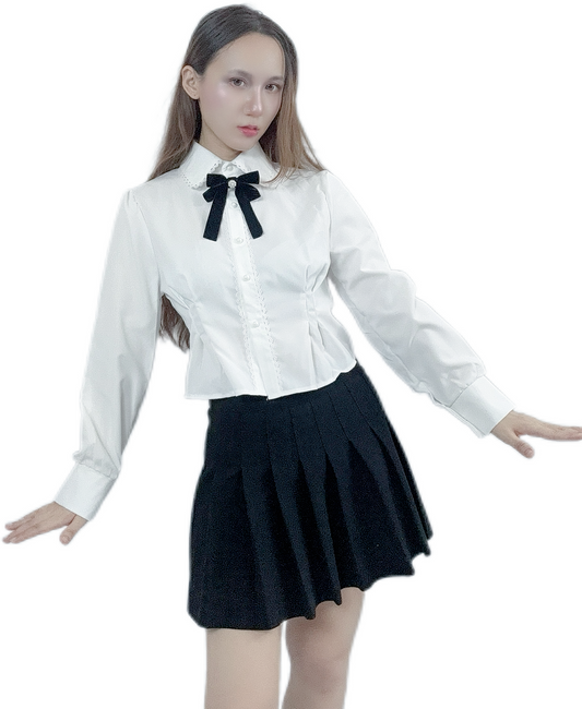 "Classic Snow Bow Shirt with pure white design"