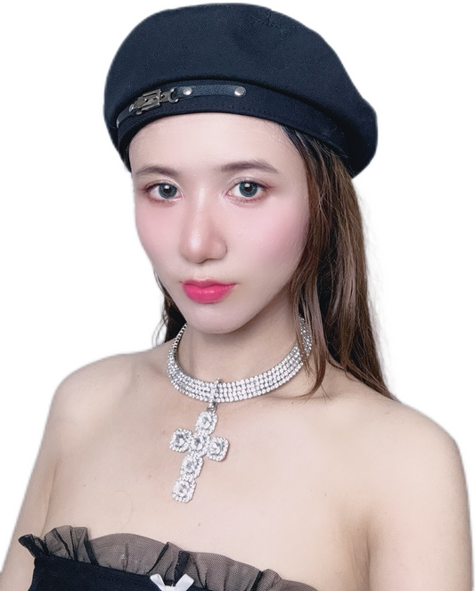 Regal Buckle Beret with sophisticated and chic design